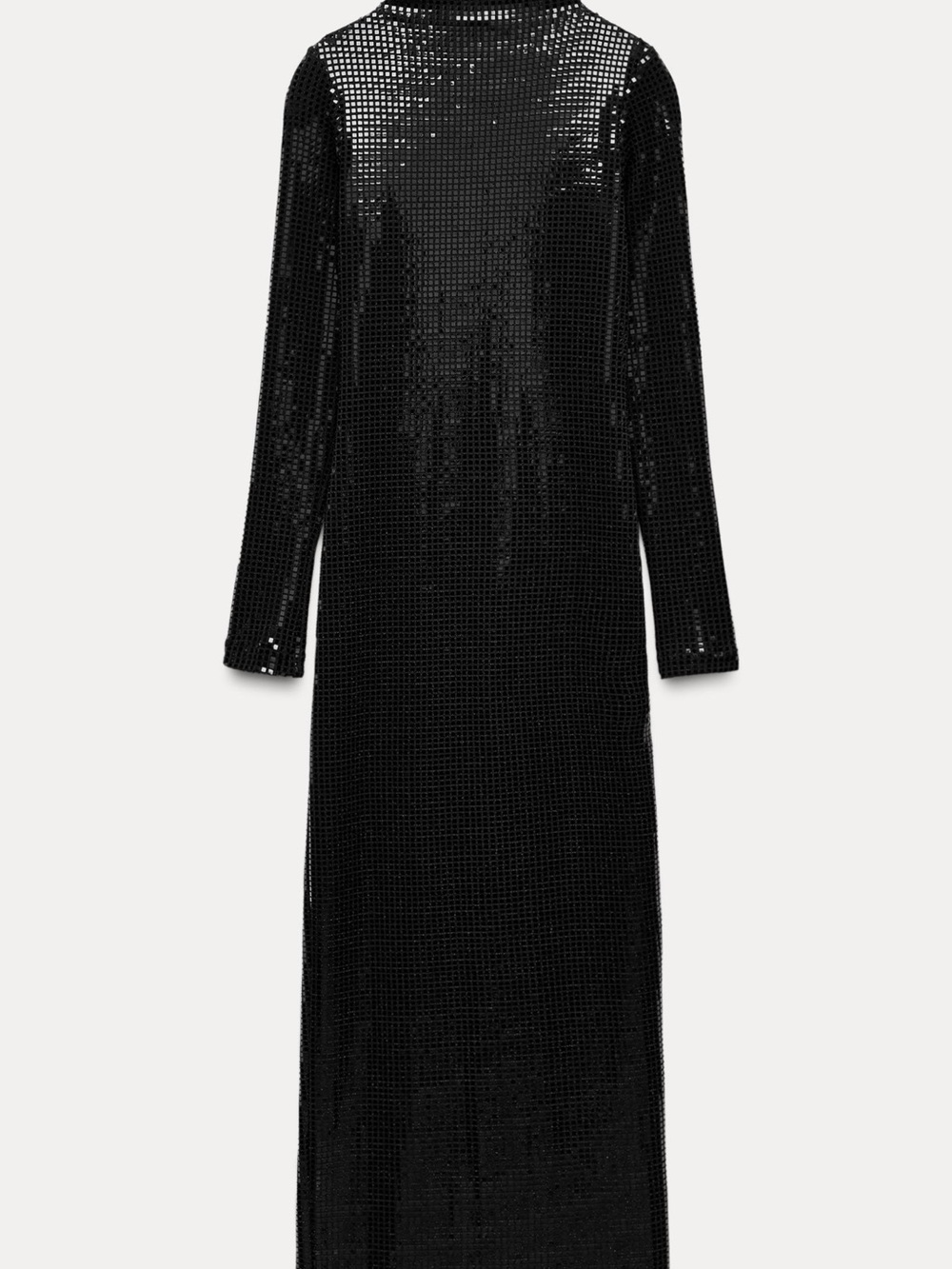 Zara Black Sequin Long-Sleeve Maxi Dress